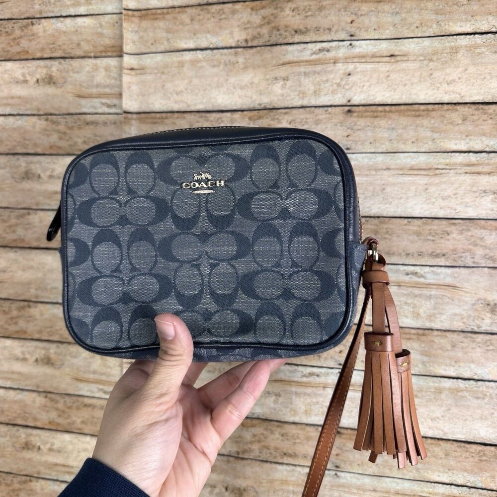 Coach Mini Jamie Camera Bag With Denim Signature Chambray Denim Blue